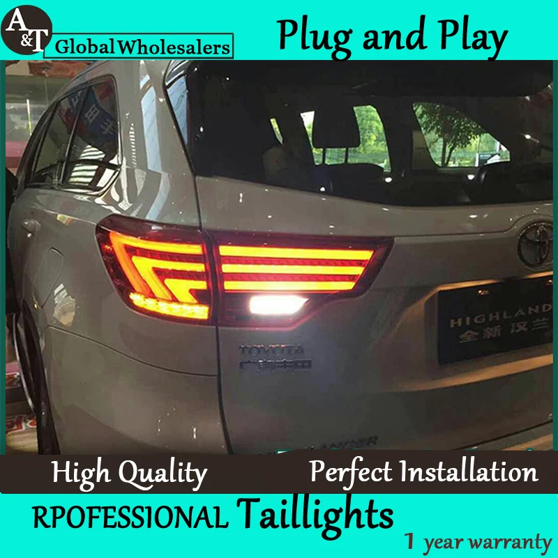 

A&T Car Styling for New Highlander Taillights 2015 Kluger LED Tail Lamp Lexus Type Rear Lamp DRL+Brake+Park+Signal led light