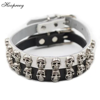 

Skull Studded Pet Dog Collar Genuine Leather Adjustable Cat Collars Necklace Accessories for Small Medium Large Dogs Pitbull