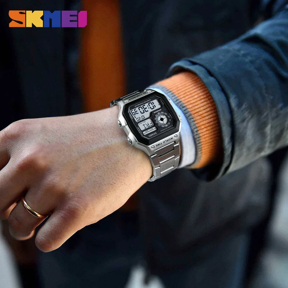 Спортивные часы SKMEI мужские цифровые модные с компасом Chrono наручные новинка erkek kol