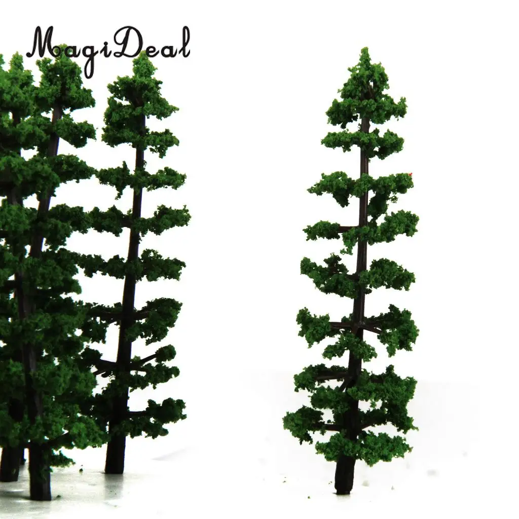 Pack of 20 Plastic 1:100 Scale Fir Tree Model Train Park Garden Yard Village Scenery Landscape HO Dark Green