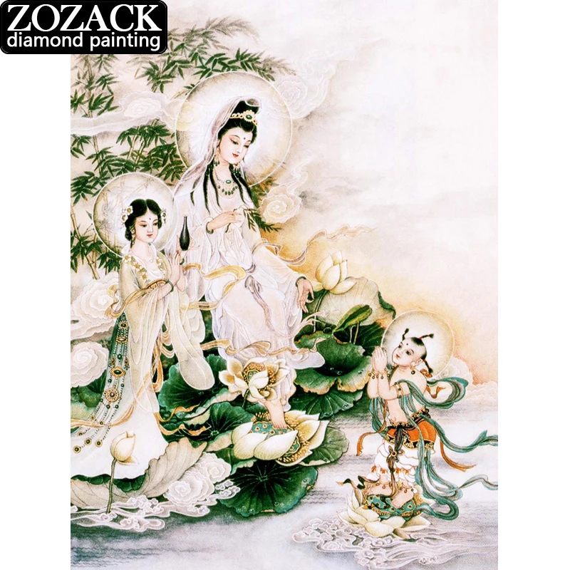 

5d Diy Diamond Painting Cross Stitch Guanyin Buddha Diamond Embroidery Mosaic Picture of Rhinestones Full Square Home Decoration