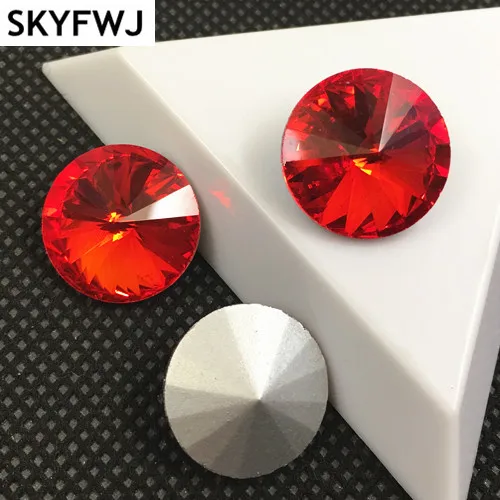 

Light red Color 6,8,10,12,14,16,18mm RIVOLI CRYSTAL POINTED BACK Rhinestones Round Glass Stone for Dress Making