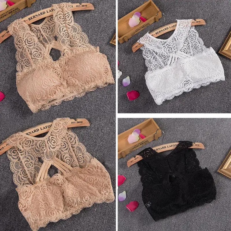 Женская сексуальная грудь мягкий безрукавки LaceChest Pad Base нижнее белье Bralette crop top