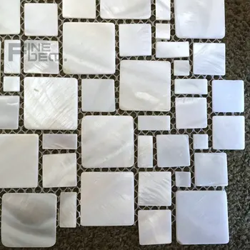 

multi squares white color 100% natural freshwater shell mosaic tile for bathroom decoration