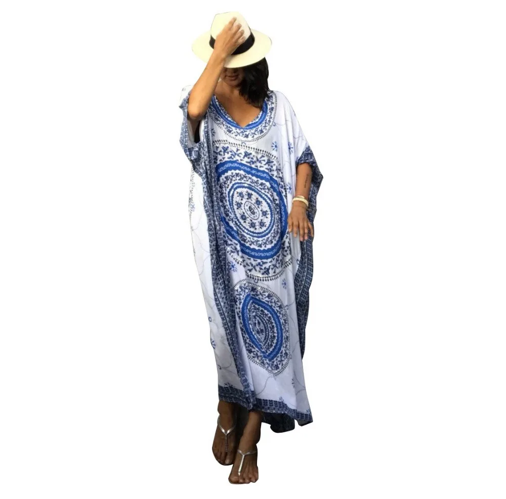 Beach Tunics Print Rayon Kaftan Beach Dress Swimwear Large Size Beachwear Cover ups Robe de Plage Saida de Praia Beach Tunics Print Rayon Kaftan Beach Dress Swimwear Large Size Beachwear Cover ups Robe de Plage Saida de Praia