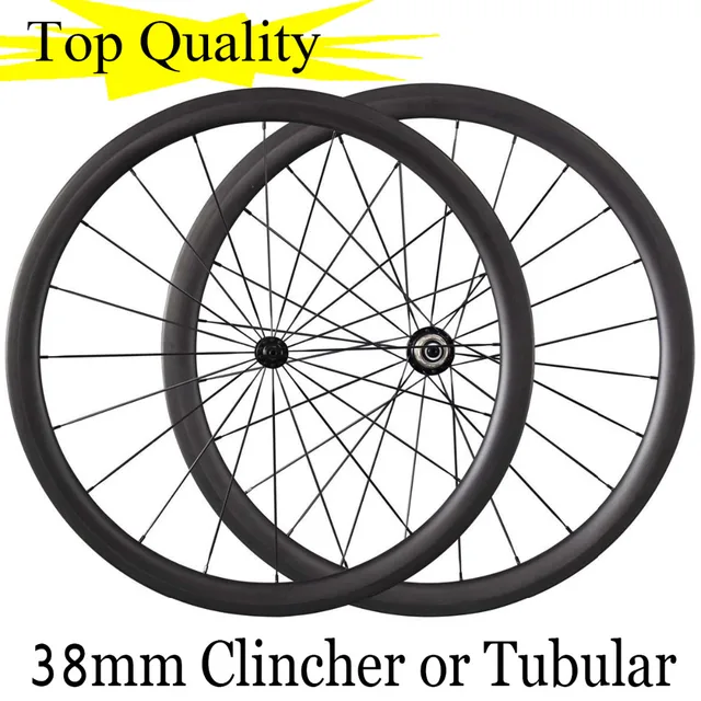 Cheap Top Quality Powerway R13 Hub 38mm Clincher Tubular Carbon Bike Wheelset 424 Cnspokes Carbon Bicycle Wheels