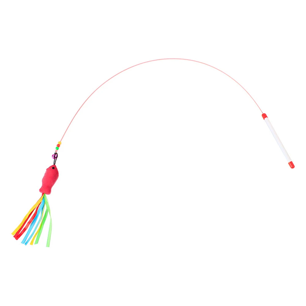Забавный кот/котенок питомец тизер рыба лента проволока Охотник игрушка для домашних животных жезл бусины играть высокое качество