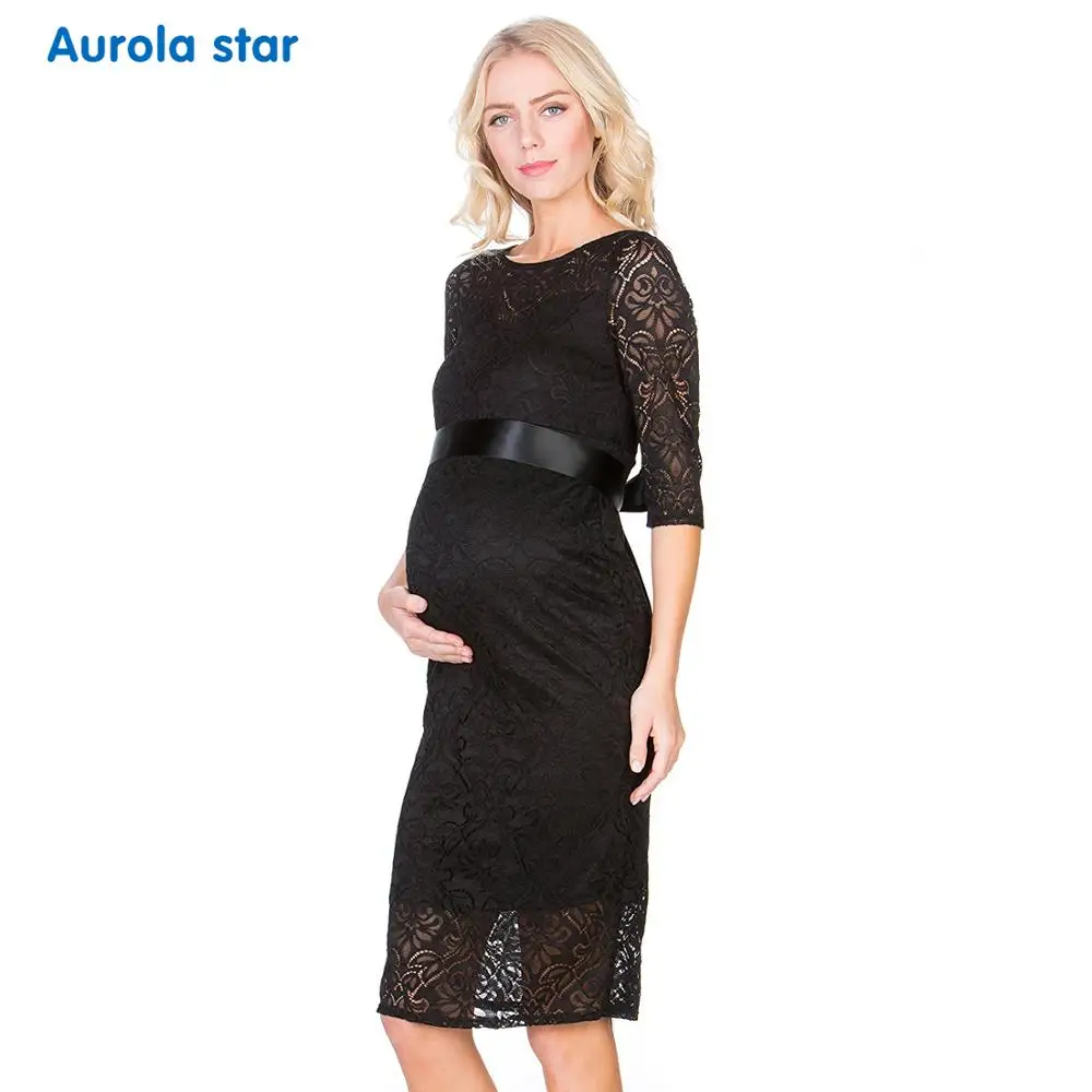 New Lace Maternity Dress Elegant Casual Half Sleeve Evening Dress For ...