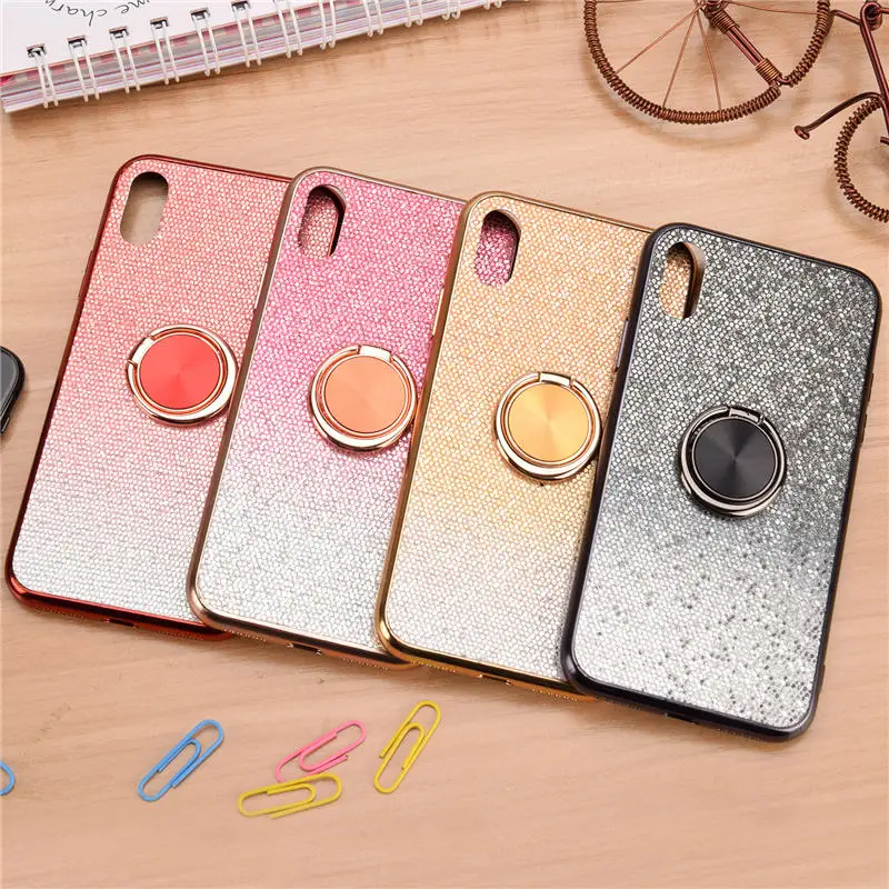 

Bling Diamond Case For Huawei Mate 20 Pro P20 Magnetic Car Rotating Holder Ring Plating Soft TPU Glitter Cover For P20 Lite Capa