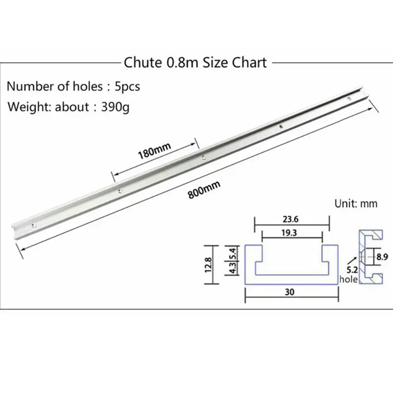 800 мм алюминиевая Т-образная дорожка Т-образная Торцовочная дорожка Т-образное крепление слот для настольной пилы деревообрабатывающий инструмент
