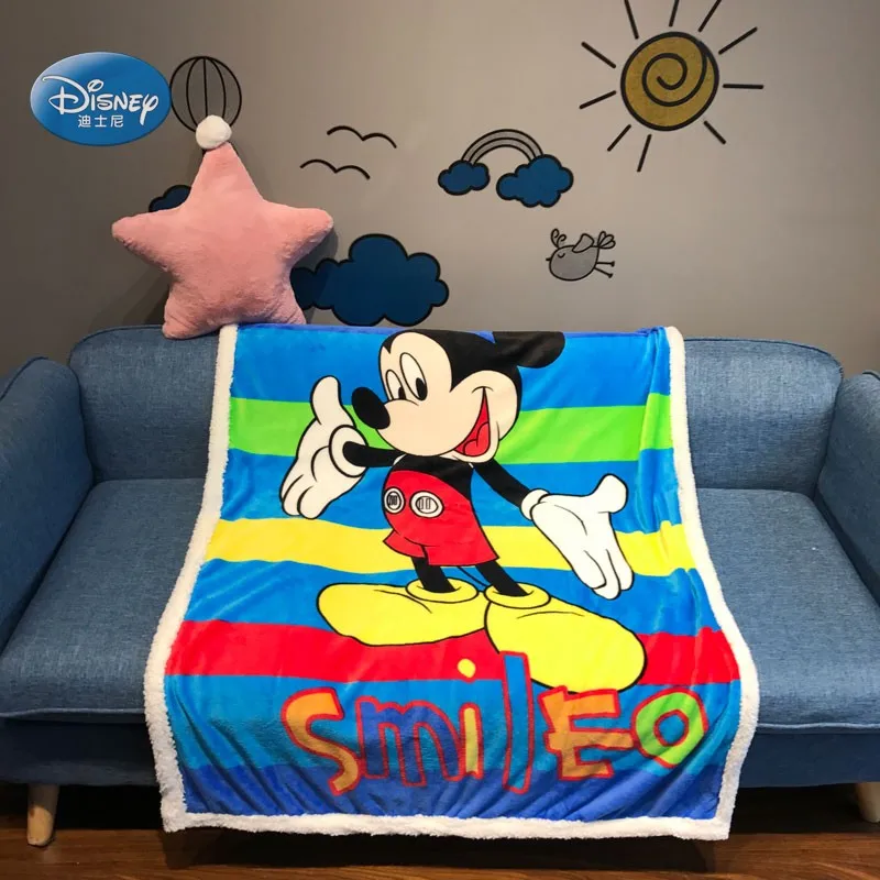 Одеяло disney Mickey mouse из кораллового флиса с шерпой и подложкой, 100x140 см, покрывало для малышей, детей, на кровать, кроватку/диван, осенне-зимнее одеяло