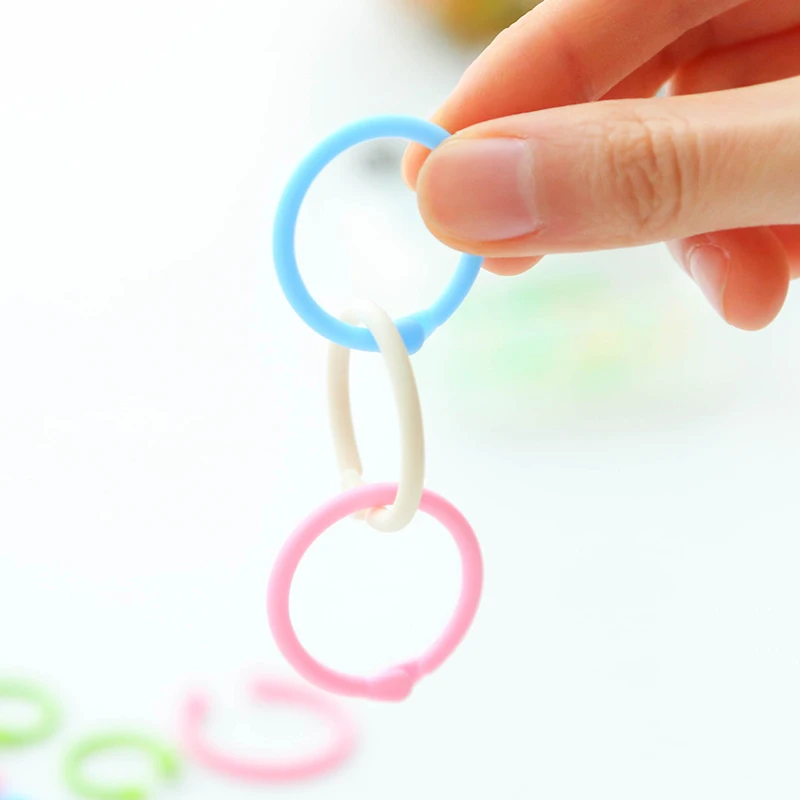 

12pcs Plastic Circle Ring Clips DIY Loose Leaf Book Binder Hoops Notebook Circle Ring Key RingsStationary Office School Supplies
