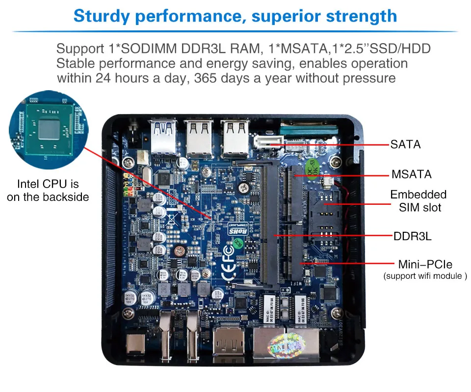 Маленькая ТВ-приставка персональные компьютеры Intel N3160 4 ядра безвентиляторный Миниатюрный Настольный ПК Поддержка 2,5 ''HDD 300 м Wi Fi частота ГБ