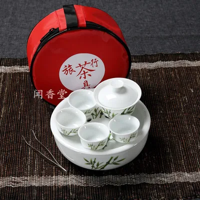 8 шт. китайский дорожный чайный набор кунг-фу керамический портативный чайный горшок фарфоровый чайный сервиз Gaiwan чайные чашки для чайной церемонии чайный горшок с тревом - Цвет: 5