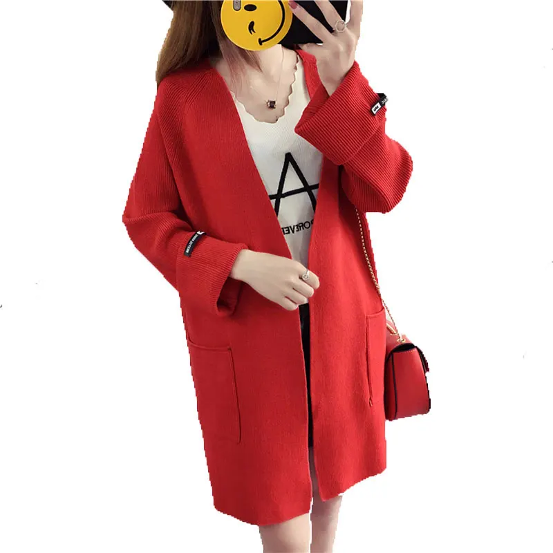 ^Cheap high quality 2017 new autumn and winter Fashion long-sleeved Long cardigan sweater loose big yards knitting women sweaters AC172