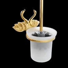 Envío Libre Cisne Escobillero solid Base de Construcción En Acabado En oro + Frosted Copa de Cristal Accesorios de baño MB-0961A