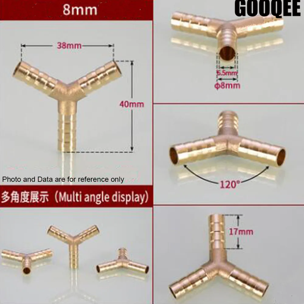 1 шт. ЛАТУНЬ СВАРОЧНЫЙ АППАРАТ трубы фитинг Y Форма 3 Way штуцер для шланга 4/6/8/10/12/16/19 мм Медь колючая Соединительная муфта адаптер переходник