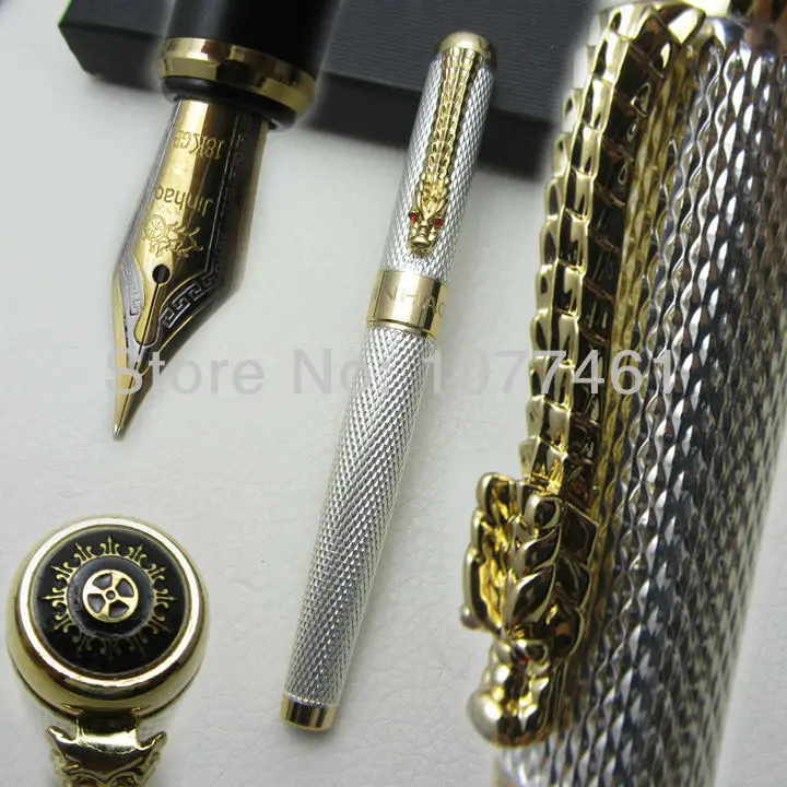 

Wholesale Promotion JINHAO Noblest silver Carver M NIB Ink / Steel / Metal / Dragon / Gift / Fountain Pen with gift box J1036