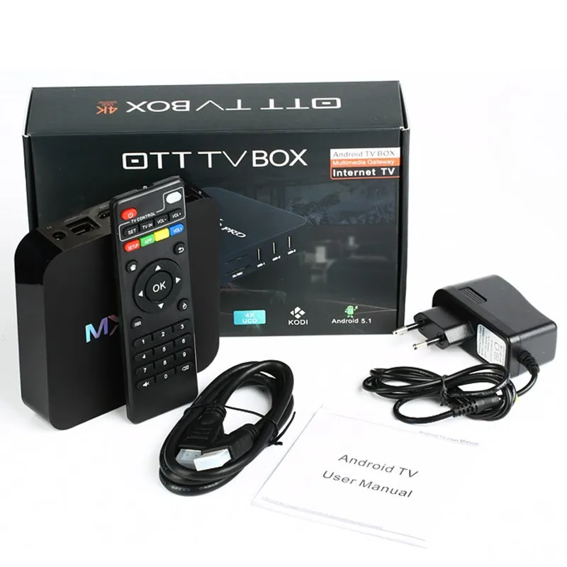 4K MX Pro Android TV Box Amlogic S905X Quad Core Android 6.0 TV Box 1GB 8GB WIFI 4K 1080p H.265 smart media player