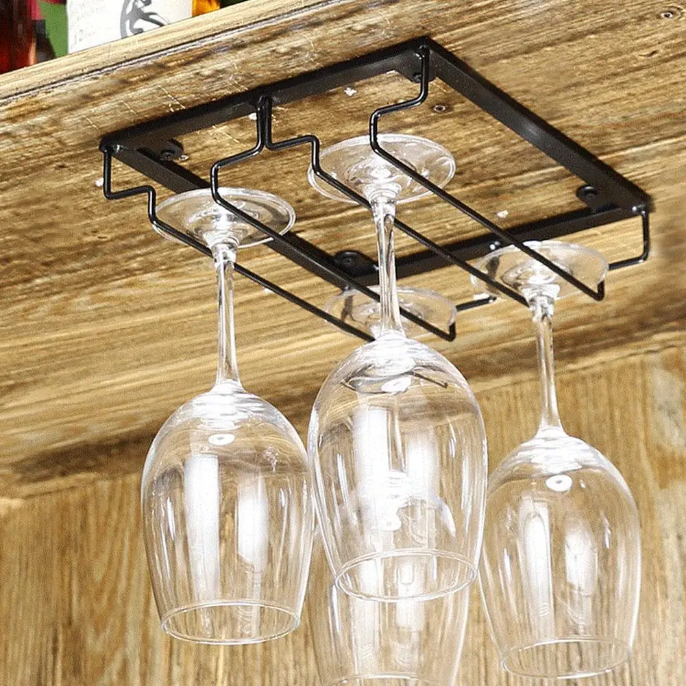 

2/3/4 Slot Kitchen Cabinet Metal Hanging Wine Champagne Glass Cups Holder Storage Organizer Goblet Shelf Rack Bar Kitchen Tools