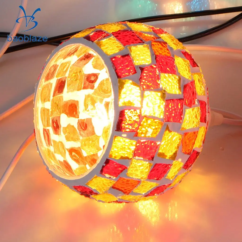 Vintage Retro Mosaic Style Multicolour Pendant Light Bulb Cage Ceiling Hanging Lampshade Home Bar Cafe Restaurant Decoration
