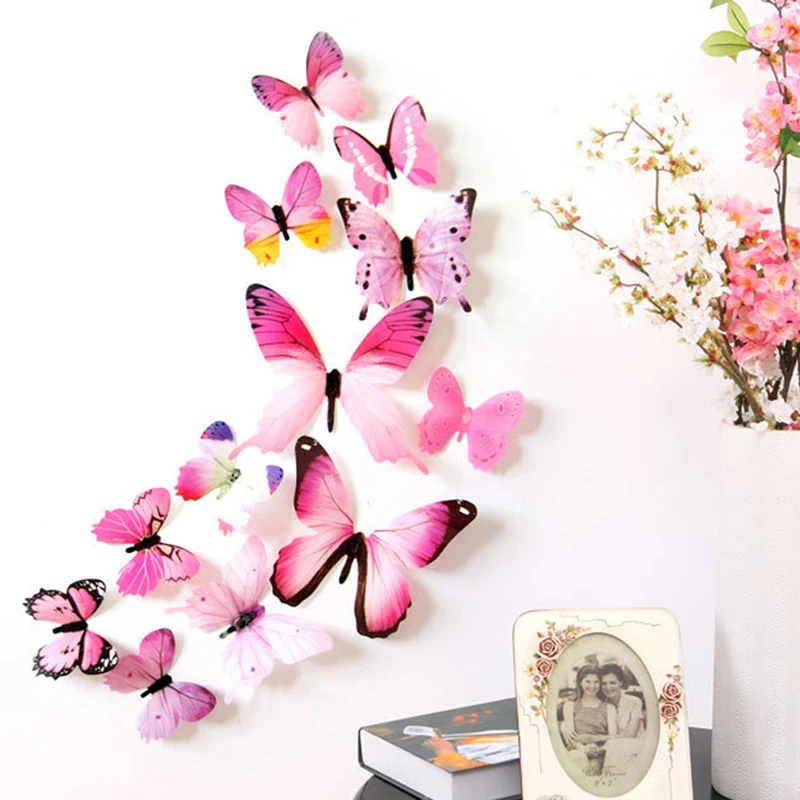 Translucent Style Beautiful Butterflies Wall Sticker For Girls&Woman Bedroom,Doors&Windows,Photo Frame Interior Home Decoration