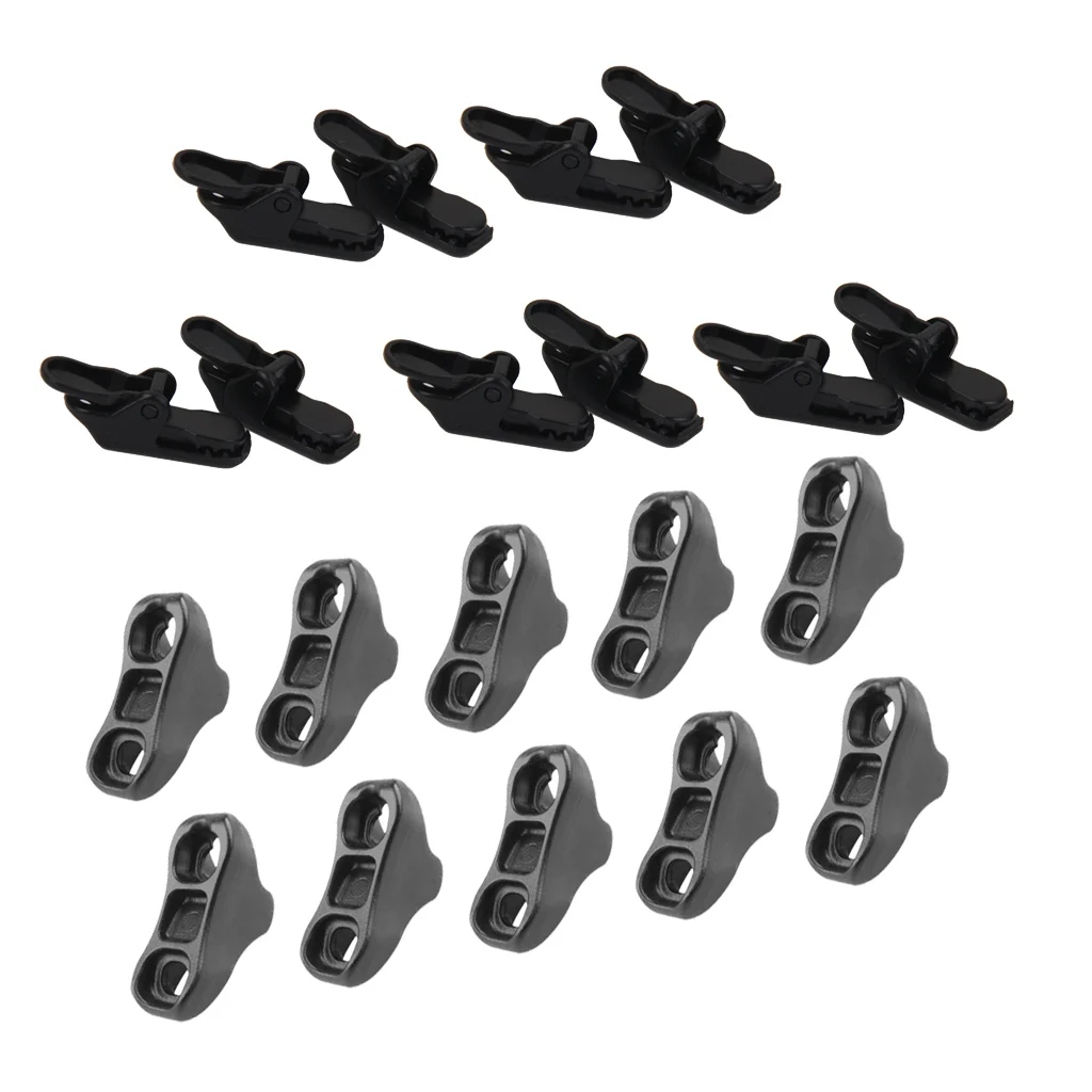 10 X Awning Clamp Tarp Clips Snap Tent Tighten Tool + Rope Tensioner