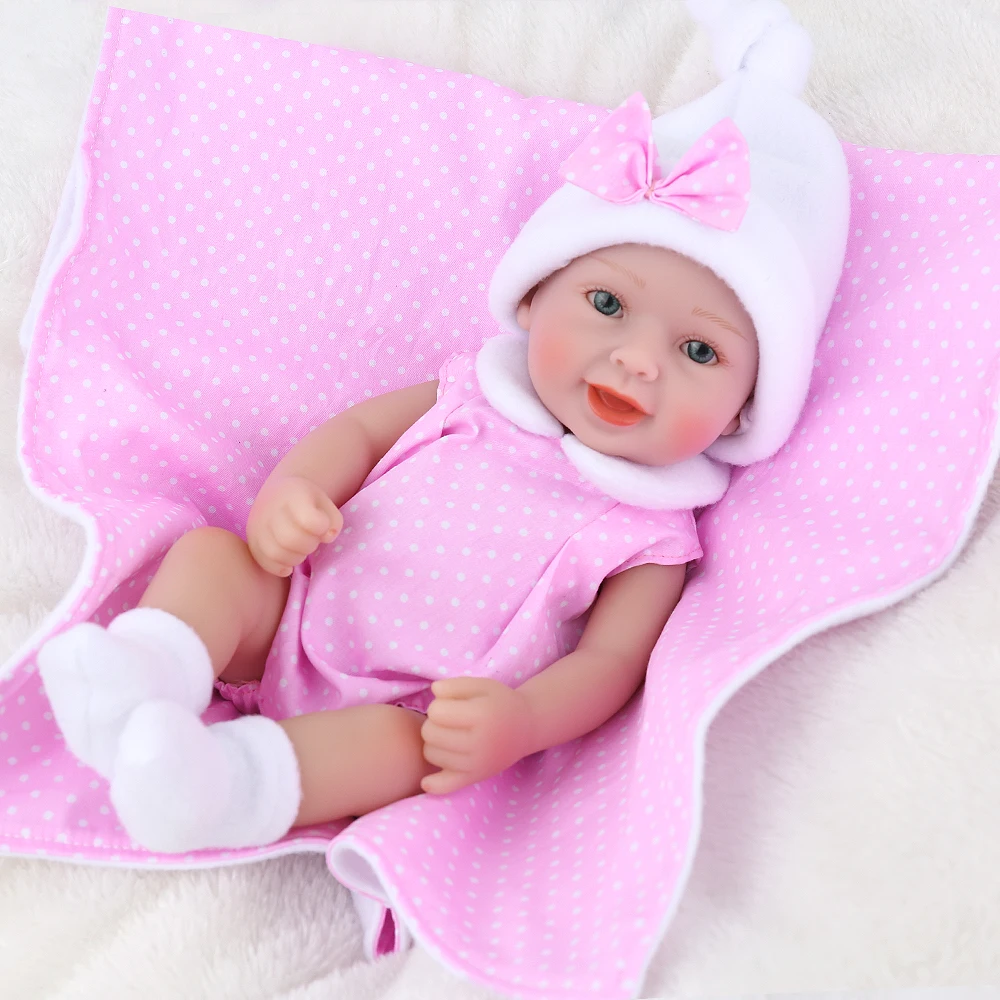 NPK кукла мини reborn baby DOLL 10 дюймов реалистичные настоящие Детские Девочки подарок на день рождения Мальчики прекрасные игрушки полный винил 25 см розовый бант