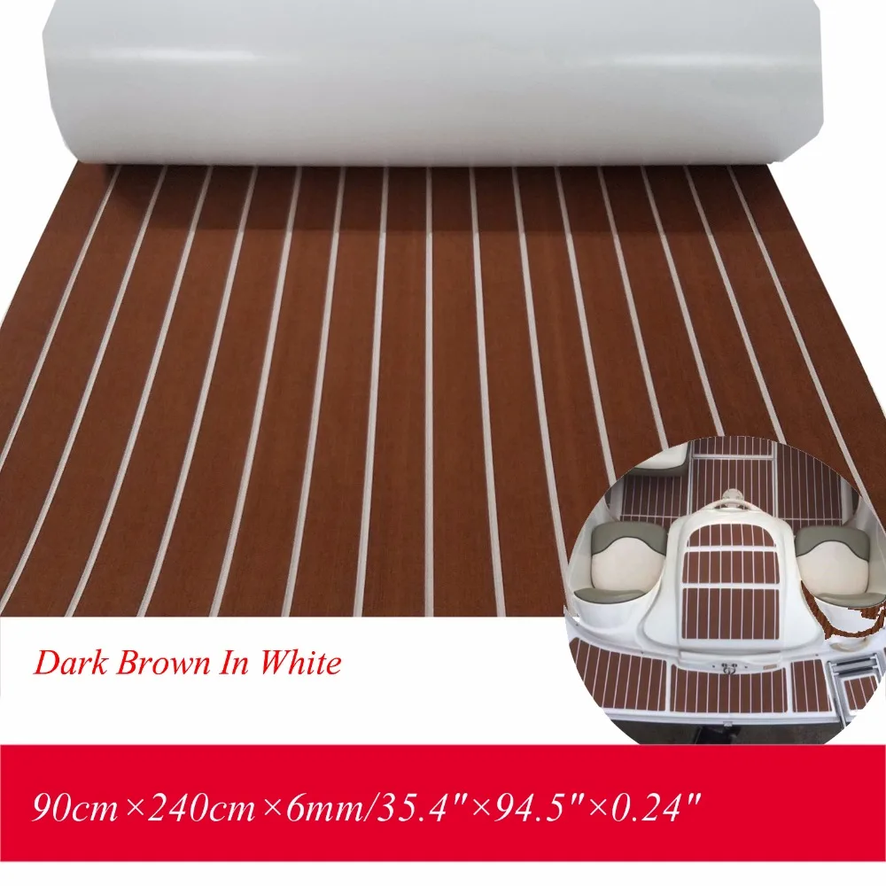 ЕВА тик настил палубы для яхты морских полы коврик ковер 90cm240cm6mm темно-коричневый с белыми расчеканки лодка аксессуары
