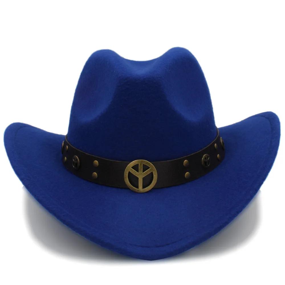Женская шерстяная открытая западная ковбойская шляпа для леди Cowgirl Jazz Equestrian Sombrero Hombre cap размер 56-58 см