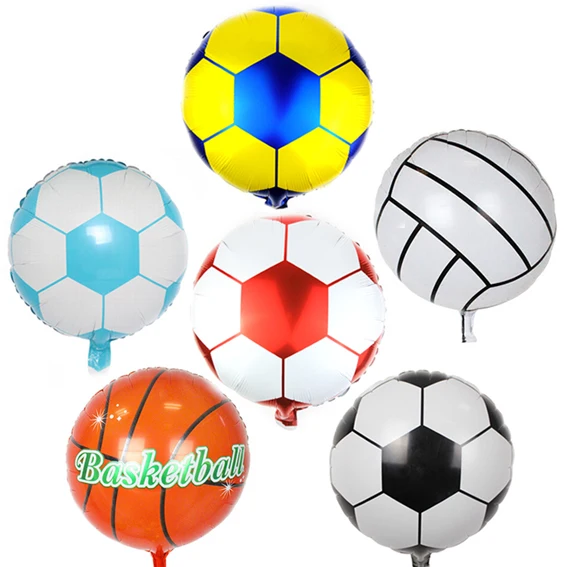 30PCS Football Basketball Volleyball Foil balloons 18inch Round Helium