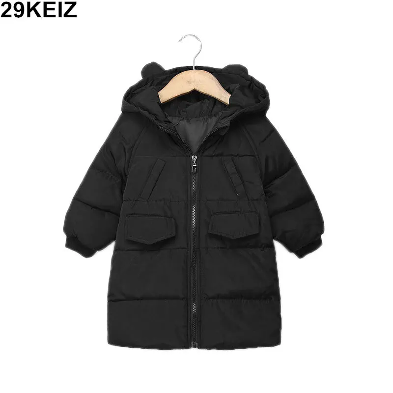 

29KEIZ Red Girls Winter Coat Hooded Zipper Winter Down Jacket for Boy Long Sleeve Kids Outerwear Children Warm Outerwear & Coats