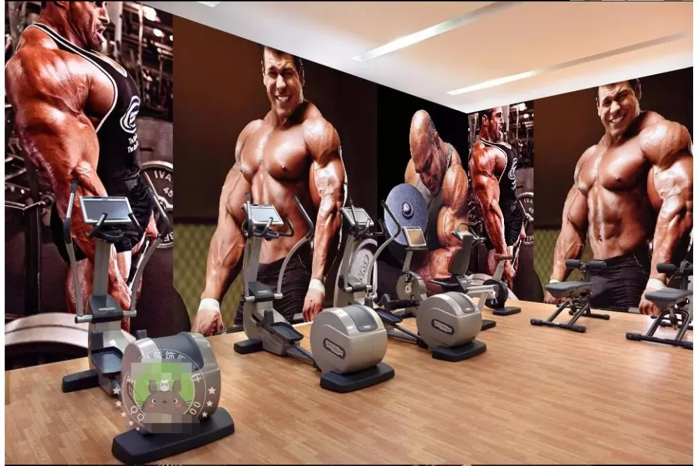 Custom mural 3d photo wallpaper Gym macho weightlifting exercise