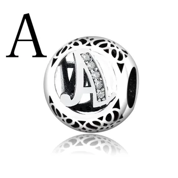 

WEIXY Sterling Silver Hollow Beads Letter A to Z trendy Womens Accessories Fit Original Pandora Charms Bracelets Jewelry Mak