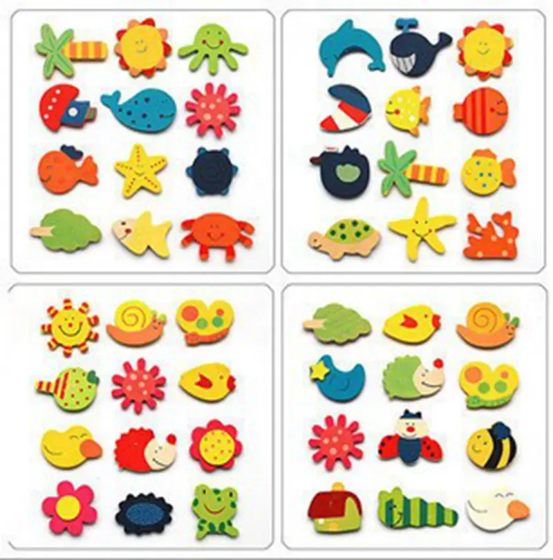

baby toys Wooden cartoon magnetic refrigerator fridge color creative action & toy figures doll refrigerator stickers magnets