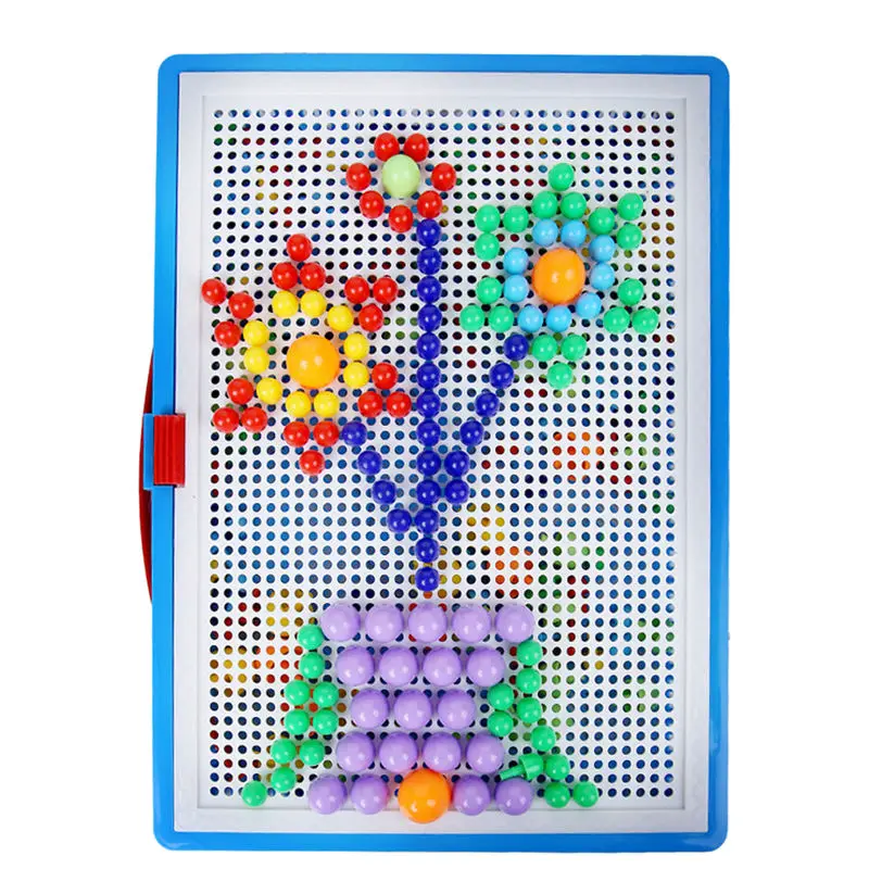 

296Pcs/Set Creative Mosaic Picture Puzzle Toy Mushroom Nails Patterns Pegboard Jigsaw Educational Plastic Nails 3D Puzzle Toy