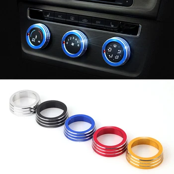 

QCBXYYXH For Volkswagen Golf 7 2014-2017 Car Styling Aluminum 3PCS/SET Air Conditioning Heat Control Switch knob AC Knob Case