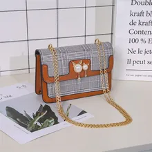 Женская маленькая сумка-мессенджер с жемчугом в консервативном стиле, клетчатые сумочки, женские сумки на плечо с цепочкой, высокое качество, женская сумка