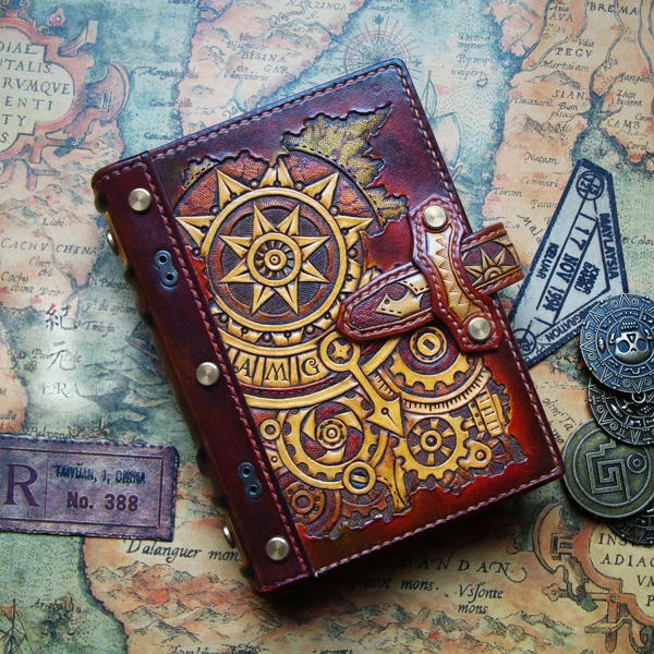 

Medieval styled genuine leather journal notebook - Gamer handbook Elder Journal Wizard leather sketchbook