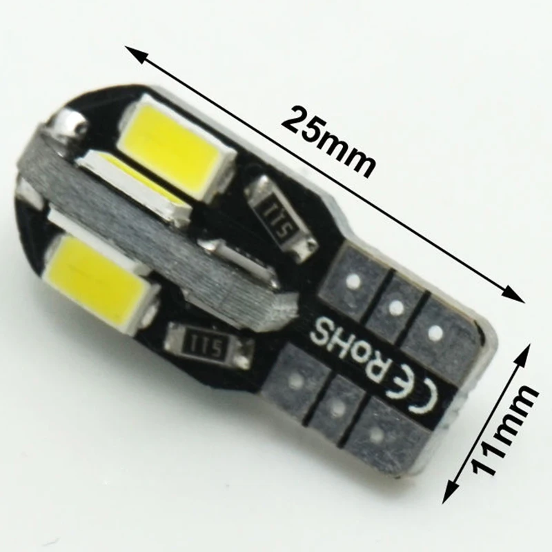 10PCS Warm White T10 Car Side Wedge Light 194 W5W 5730 8 SMD LED Canbus Auto Replacement Tail Backup Turn Signal Lamp Bulb