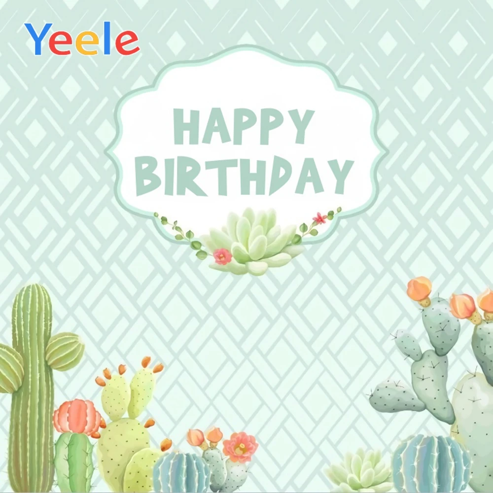 

Yeele Happy Birthday Saguaro Pattern Photography Background Seamless Portrait Scene Vinyl Photographic Backdrop For Photo Studio