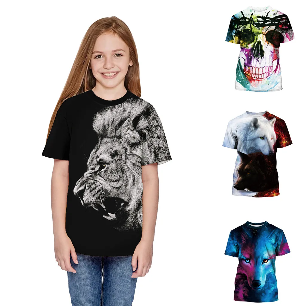Модная летняя футболка с 3D принтом для девочек и мальчиков, для подростков повседневная одежда
