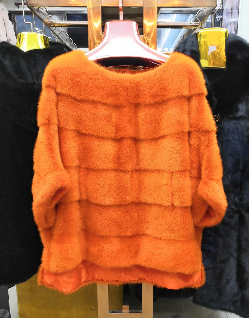Новинка, модное женское пальто из натурального меха норки, рубашка летучая мышь, куртка, Осень-зима, короткое популярное пальто из меха норки
