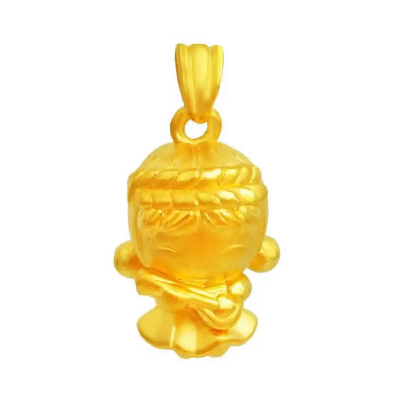 

Authentic 24K Yellow Gold angle pendant heavy 3D gold cateoon designer pendants 2.7g
