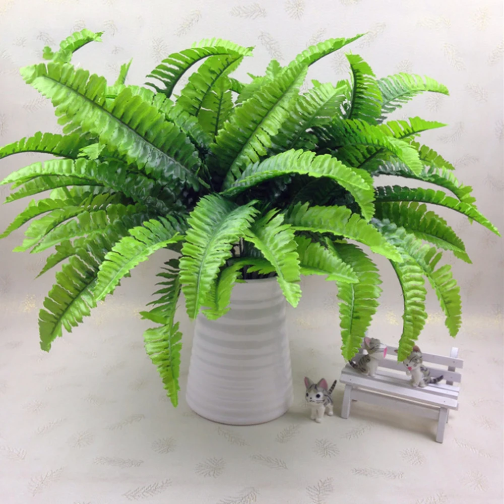 

7 Fork/Bouquet Silk Fake Green Plant Simulation Persian Artificial Grass with Leaf Setting Wall Garden Decoration Fake Flower