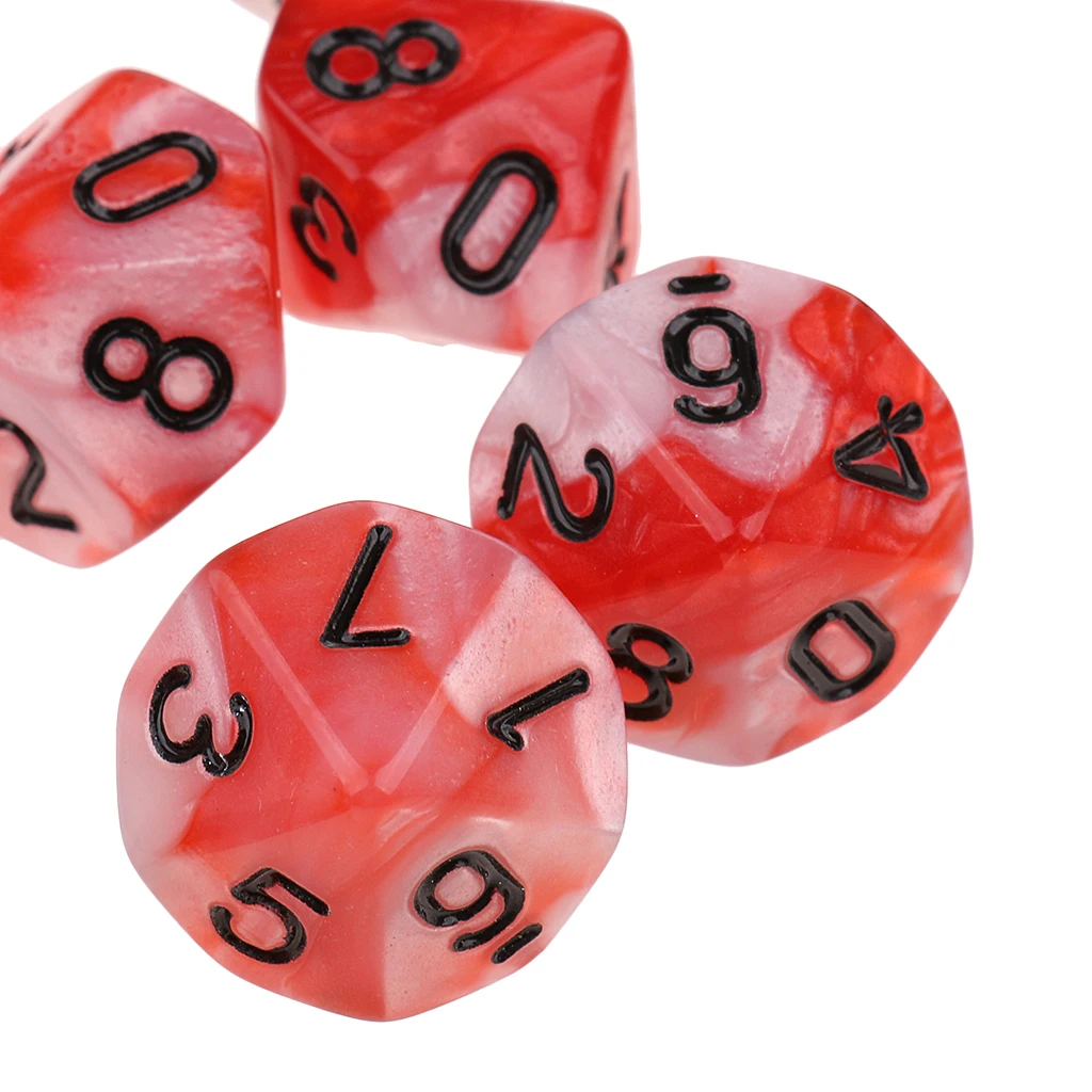 Perfeclan 10pcs 10 Sided D10 Polyhedral Dice Double Color for DND RPG MTG Board Game Accessories Double Colors Dice