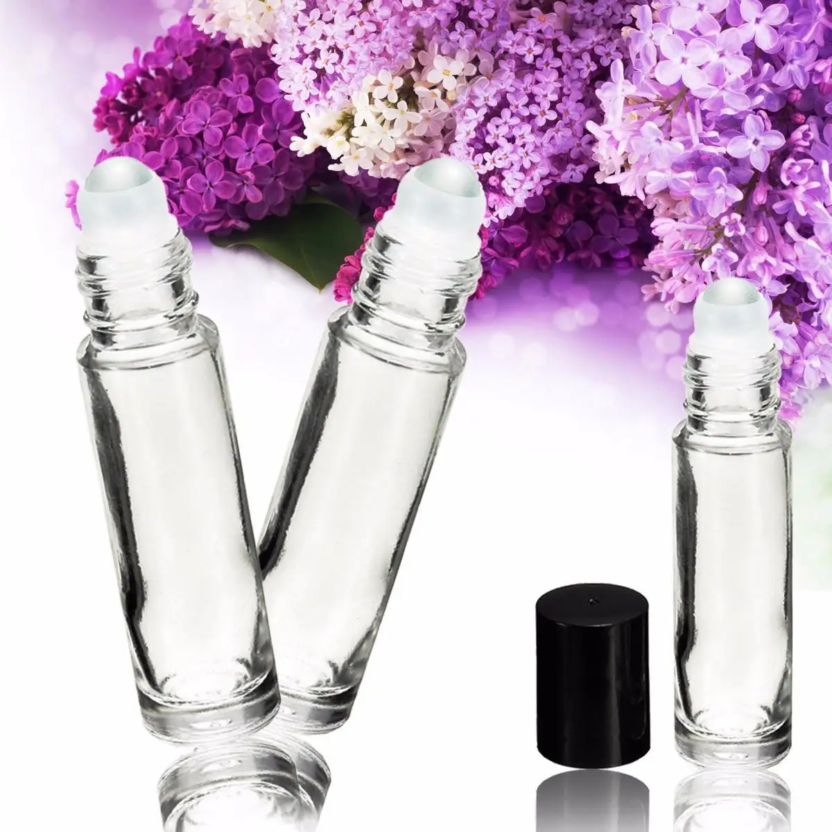 10pcs 10ml Thick Clear Glass Roll On Essential Oil Empty Perfume