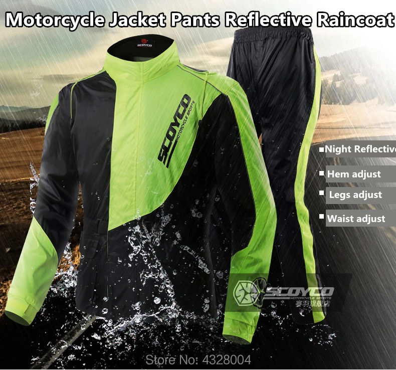 Scoyco RC01 Для Мужчин's Водонепроницаемый мотоциклетная куртка брюки светоотражающий плащ наборы Мотокросс Автогонки Открытый Спортивная