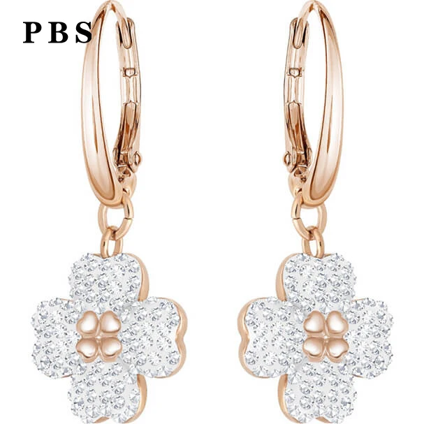 

PBS Original Copy High Quality 1:1 SWA Four-Leaf Floret Plated Rose Gold Ear Nail With Logo Free Mail