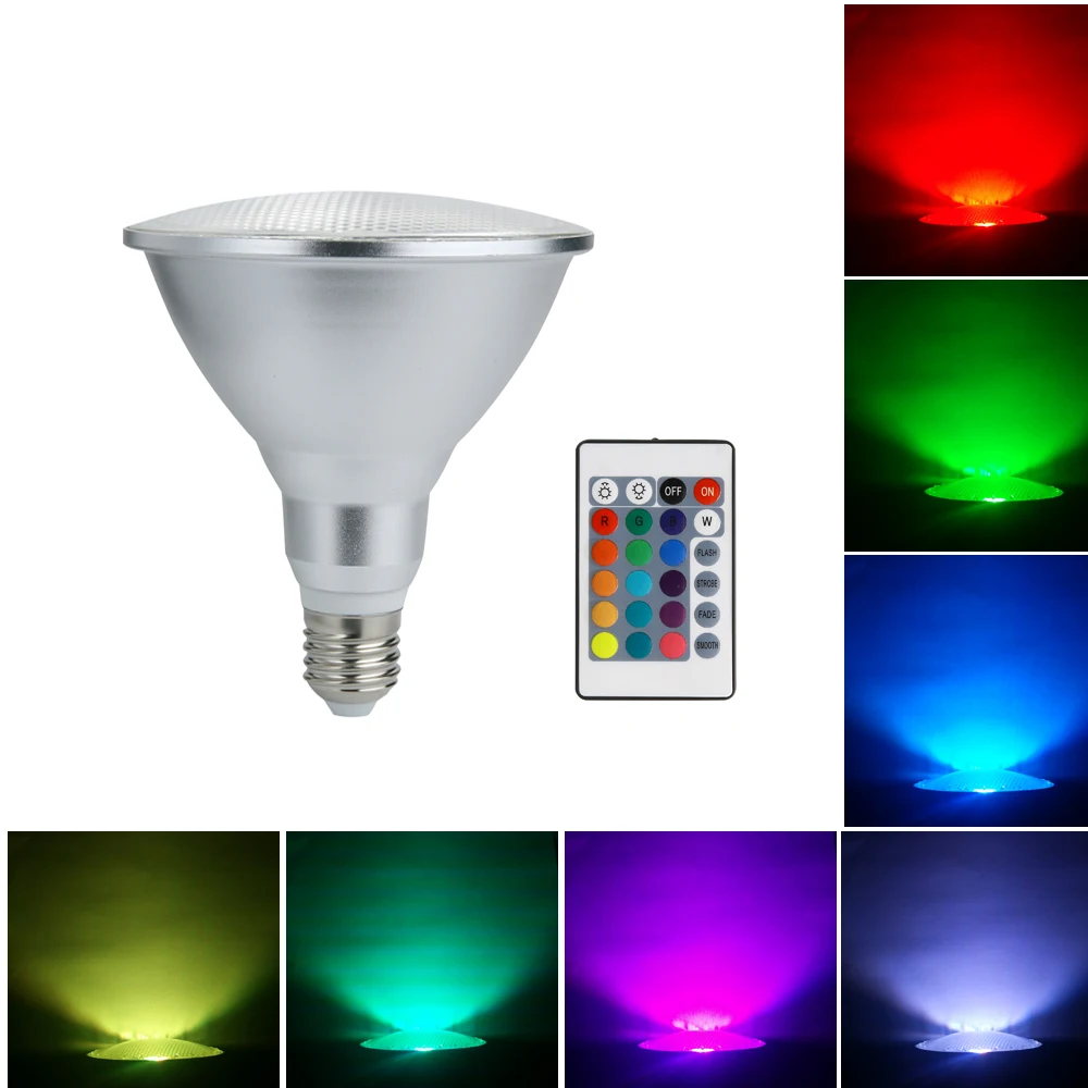 Диммируемый RGB светильник E27 16 меняющихся цветов с дистанционным управлением для